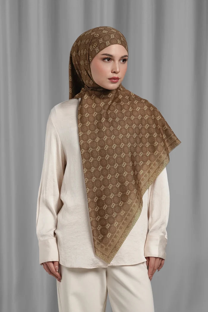 songket tie back square scarf cinnamon by buttonscarves