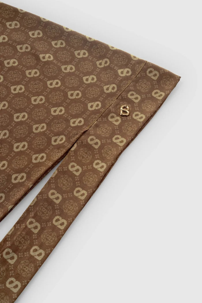 songket tie back square cinnamon pattern detail