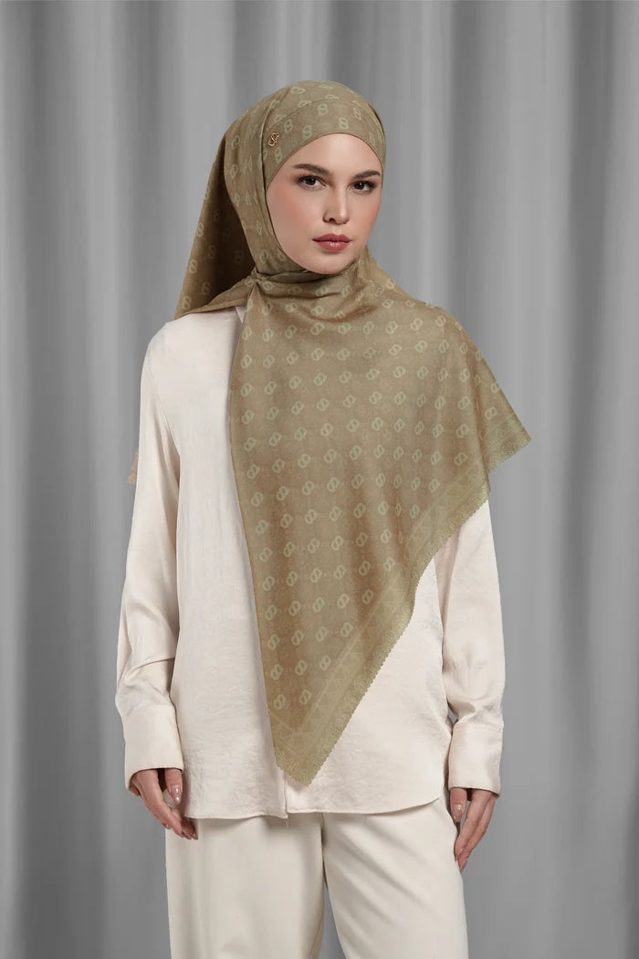 songket tie back square scarf ginger by buttonscarves styled outfit