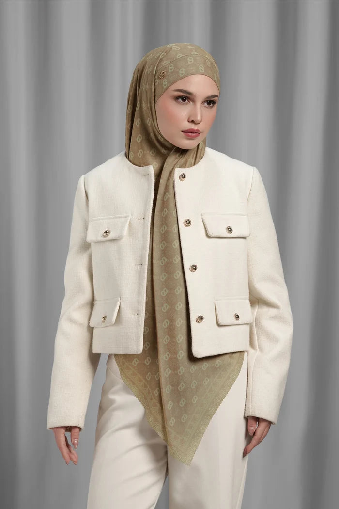 ginger square scarf by buttonscarves styled in a modern hijab look