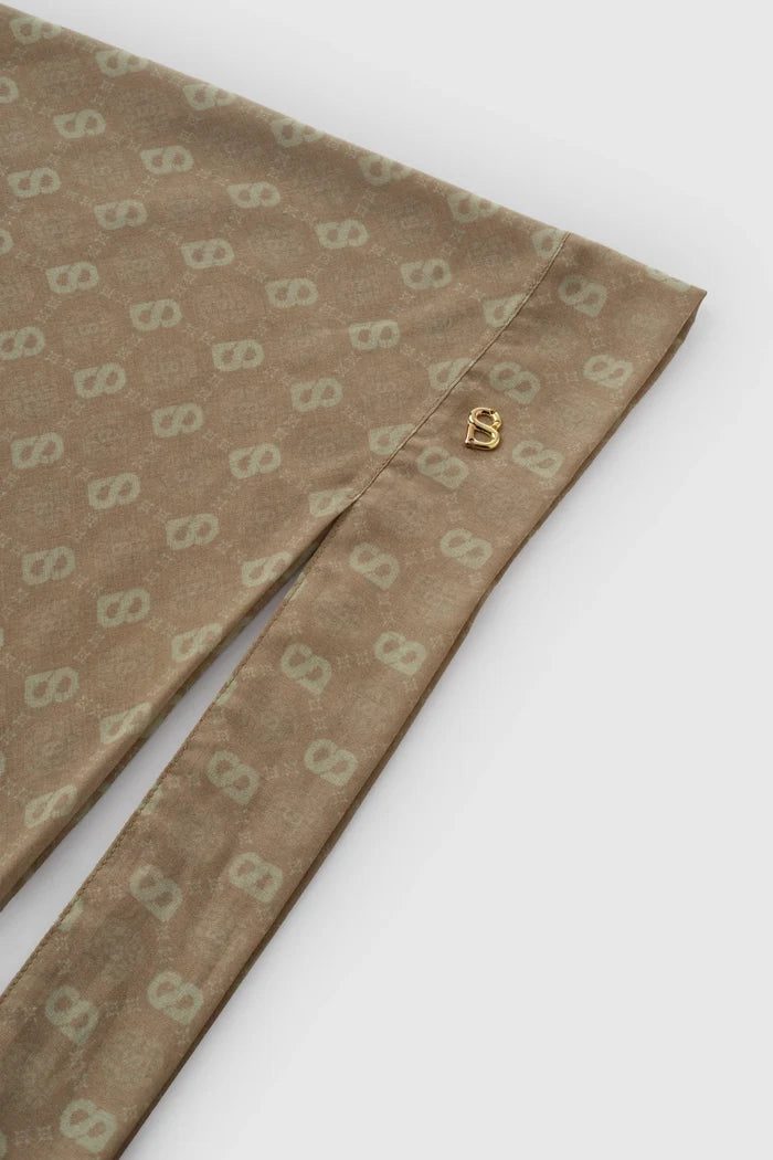 songket tie back square scarf ginger pattern detail