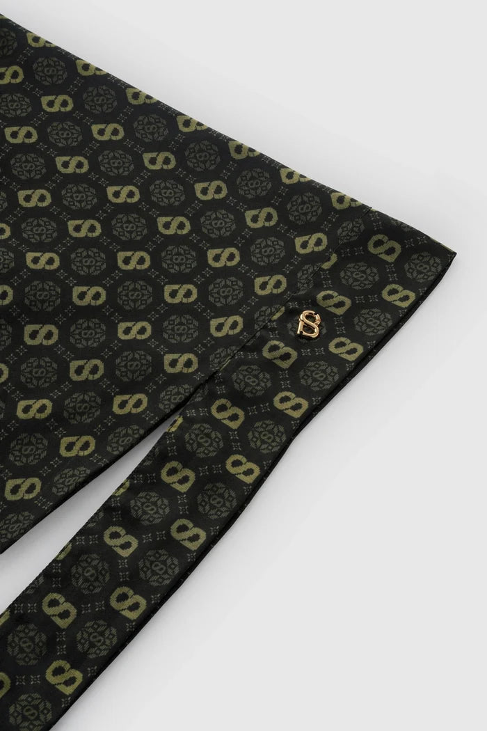 songket tie back square scarf hornbill pattern detail
