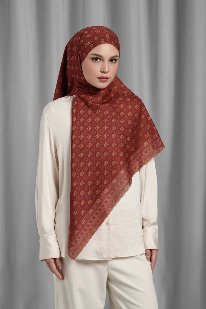 lychee square scarf by buttonscarves styled in a modern hijab look