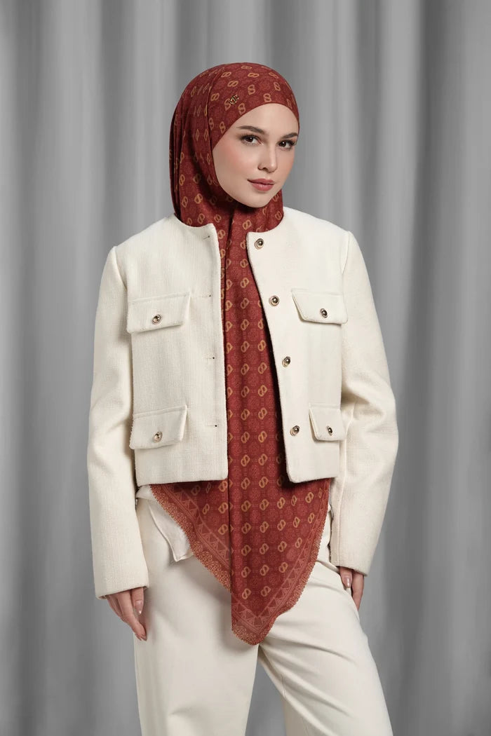 songket tie back square scarf lychee by buttonscarves