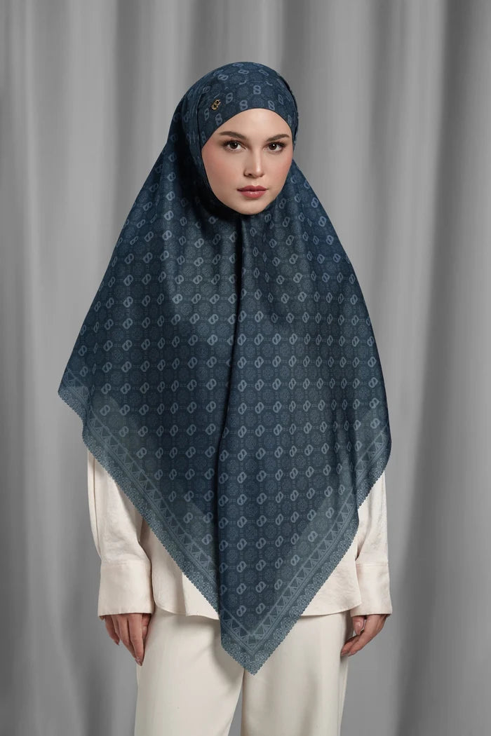 songket tie back square scarf maritime blue by buttonscarves