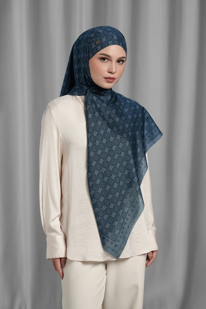 songket tie back square maritime blue by buttonscarves styled outfit