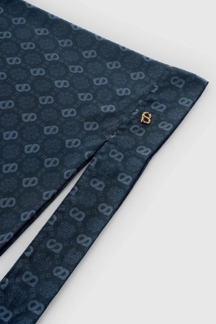 songket tie back square scarf maritime blue pattern detail