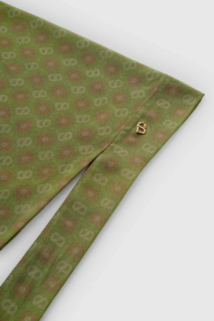 songket tie back square scarf palm pattern detail