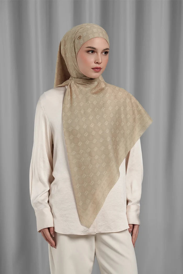 songket tie back square scarf sand by buttonscarves
