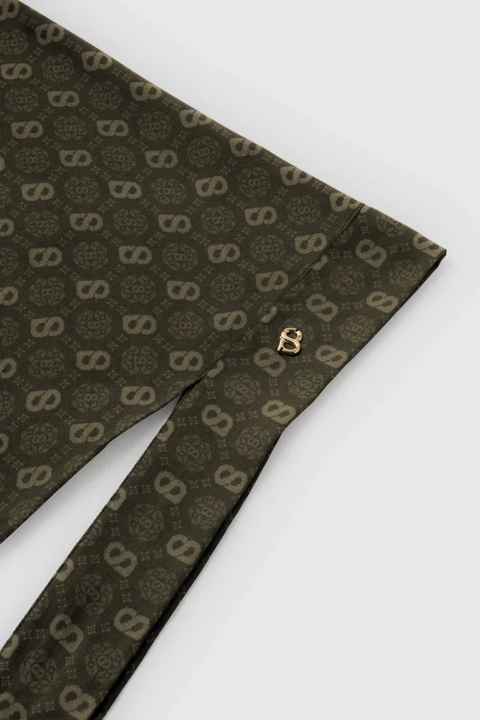songket tie back square wood pattern detail