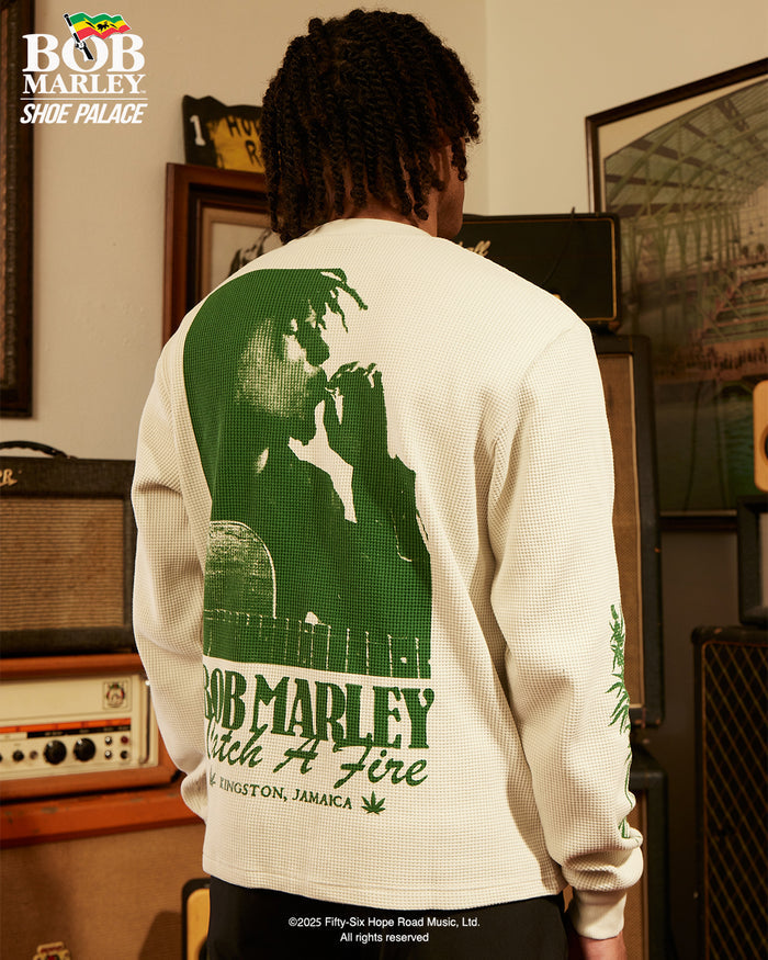 SP x Bob Marley Catch A Fire Thermal Mens Long Sleeve Shirt (Beige/Green)