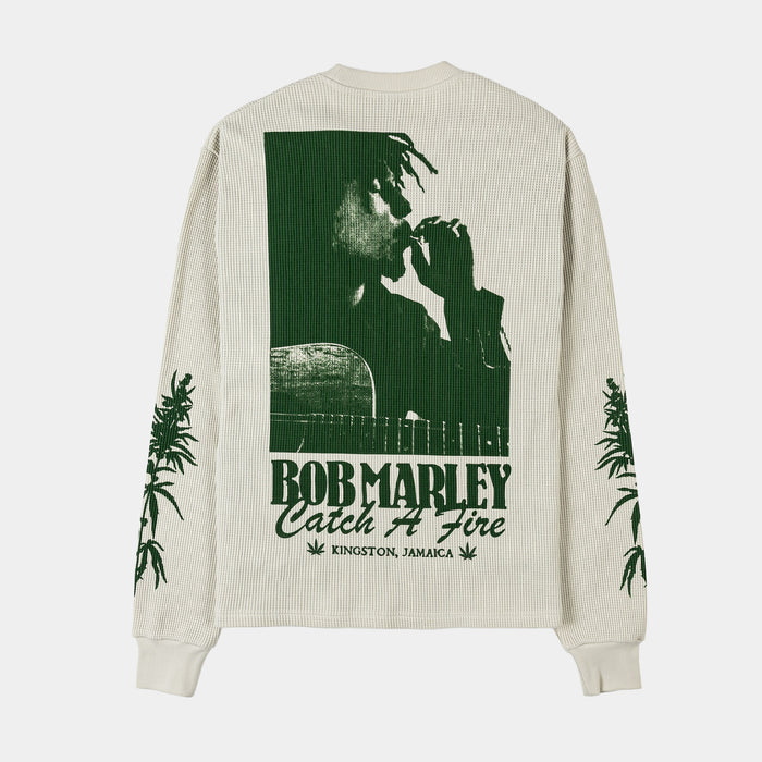 SP x Bob Marley Catch A Fire Thermal Mens Long Sleeve Shirt (Beige/Green)