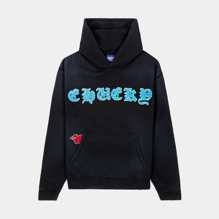 SP x Chucky Heart Washed Pullover Mens Hoodie (Black/Blue)