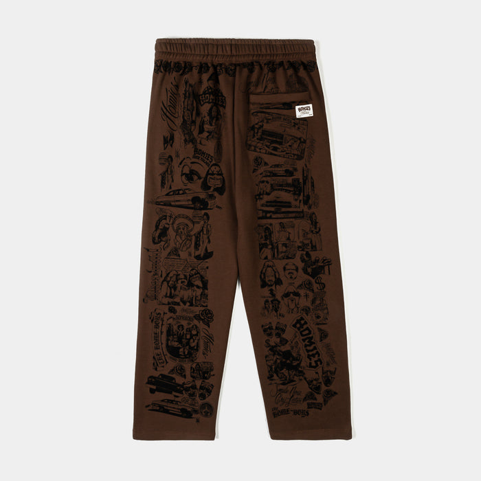SP x Homies All Over Print Fleece Mens Sweatpants (Brown/Black)