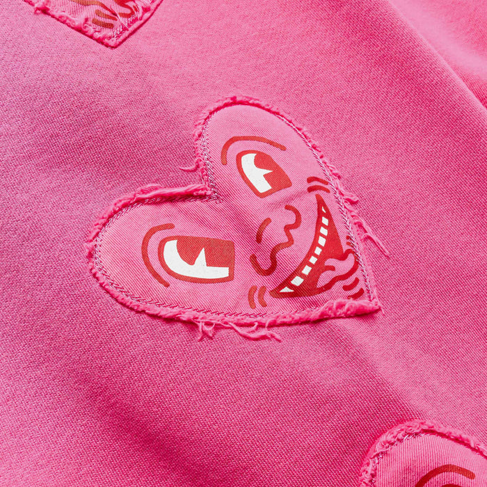 SP x Keith Haring Hearts Fleece Womens Sweatpants (Pink/White)