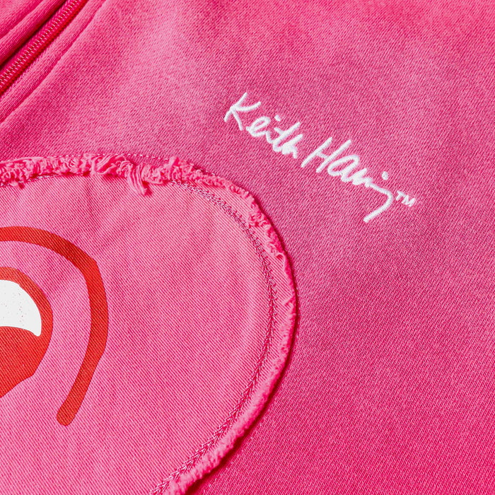 SP x Keith Haring Hearts Full Zip Womens Hoodie (Pink/White)