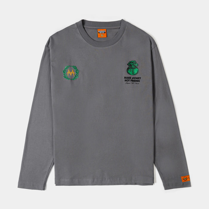 SP x Monopoly Respect The Hustle Mens Long Sleeve Shirt (Grey/Green)