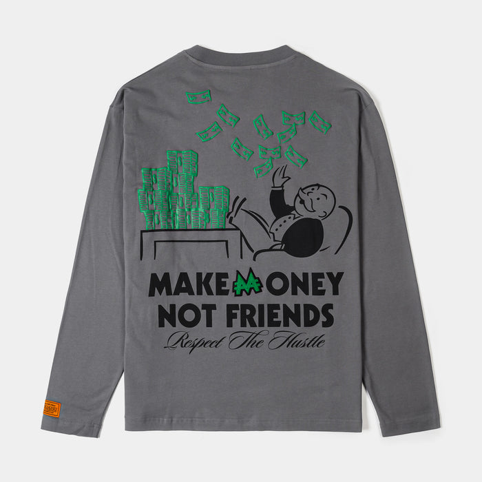SP x Monopoly Respect The Hustle Mens Long Sleeve Shirt (Grey/Green)