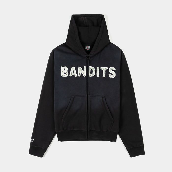 SP x Narcos Bandits Zip Up Washed Mens Hoodie (Black/Green)