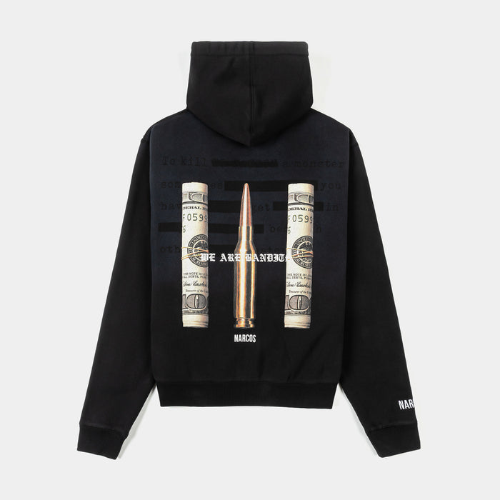 SP x Narcos Bandits Zip Up Washed Mens Hoodie (Black/Green)