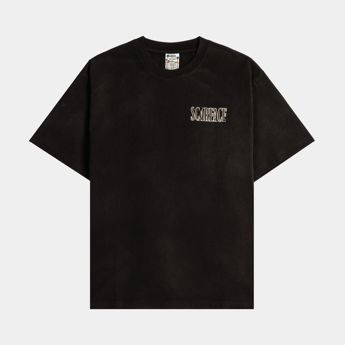 SP x Scarface Collaged Washed Mens Short Sleeve Shirt (Black/Red)