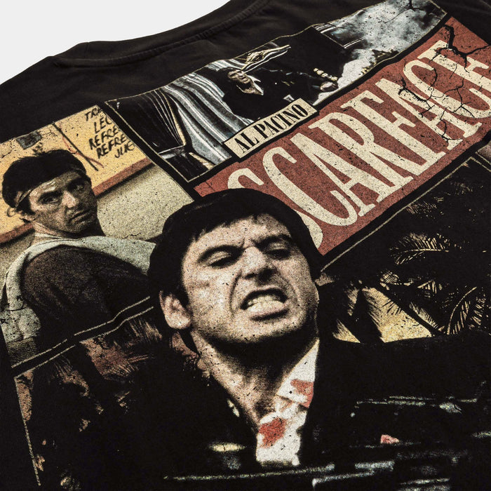 SP x Scarface Collaged Washed Mens Short Sleeve Shirt (Black/Red)