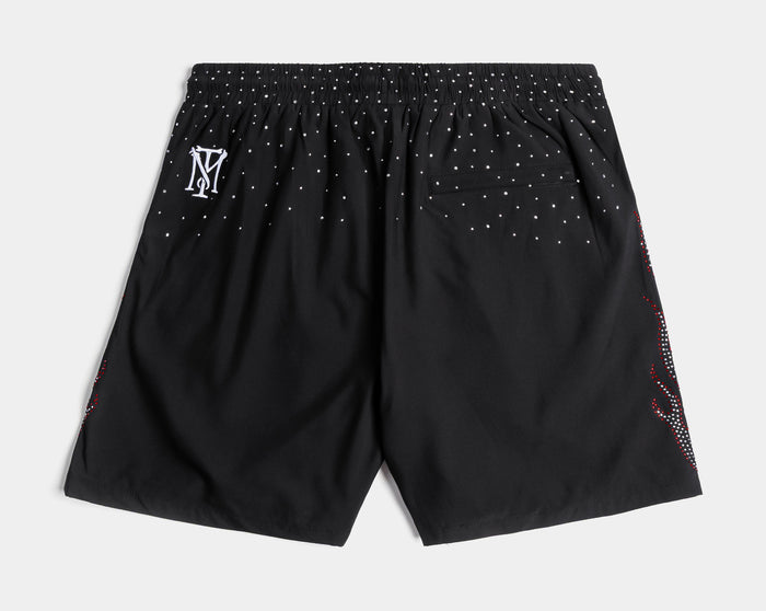 SP x Scarface Rhinestone Hybrid Mens Shorts (Black/Red)