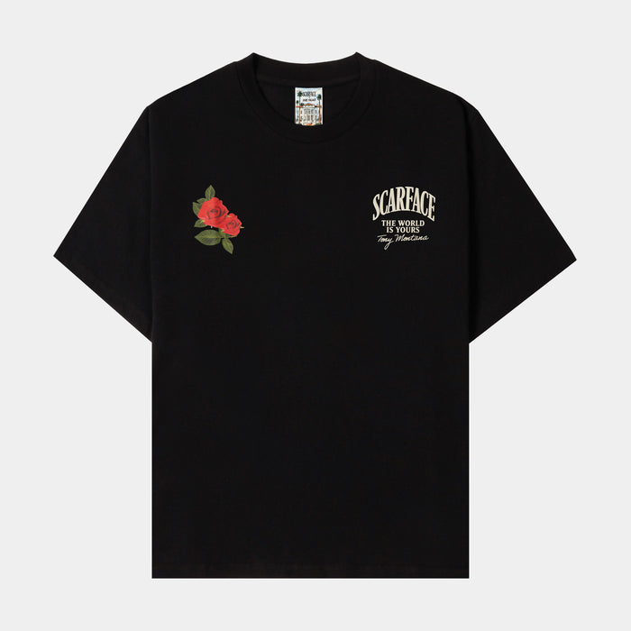 SP x Scarface Roses Mens Short Sleeve Shirt (Black/Beige)
