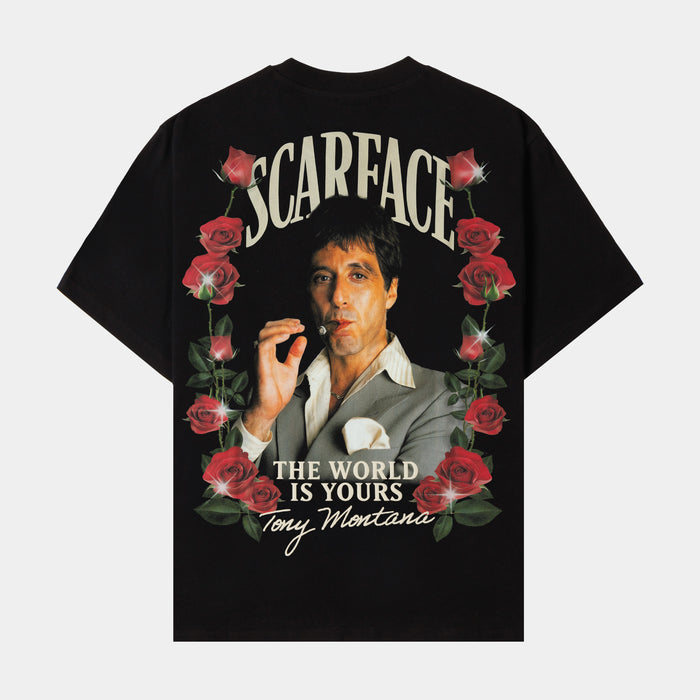 SP x Scarface Roses Mens Short Sleeve Shirt (Black/Beige)