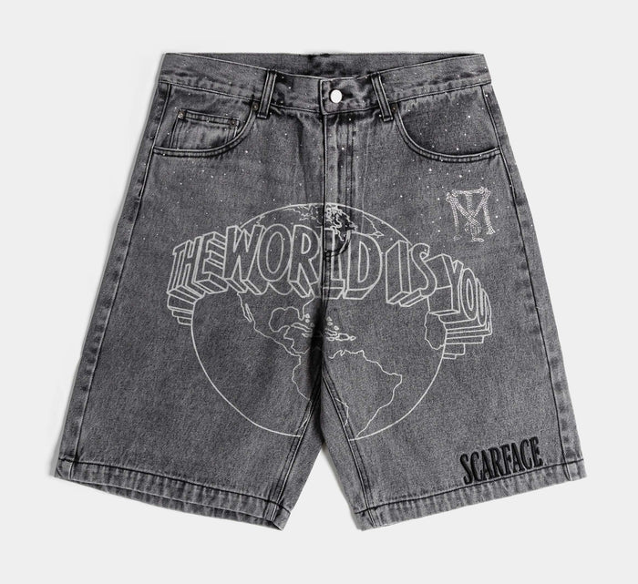 SP x Scarface The World Is Yours Denim Mens Shorts (Blue/White)