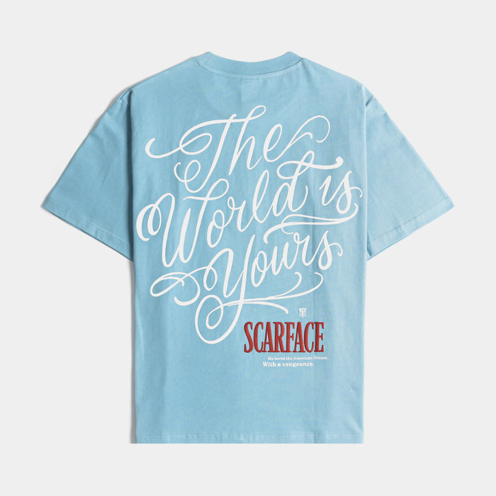 SP x Scarface The World Is Yours Mens Short Sleeve Shirt (Blue/Red)