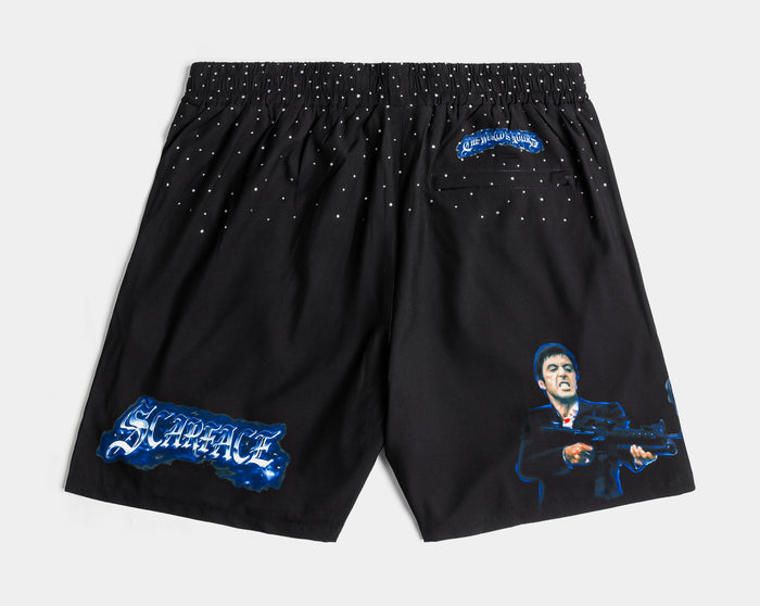 SP x Scarface TWIY Rhinestone Hybrid Mens Shorts (Black/Blue)