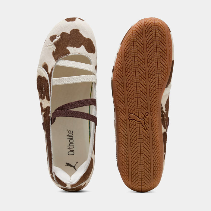 Speedcat Ballet Cow Print Womens Lifestyle Shoes (Chocolate Brown/Warm White)