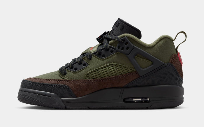Spizike Low Grade School Basketball Shoes (Medium Olive/University Red/black)
