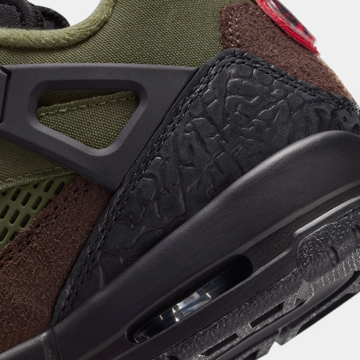 Spizike Low Grade School Basketball Shoes (Medium Olive/University Red/black)