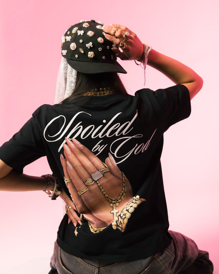 Spoiled By God Womens Short Sleeve Shirt (Black/Pink)