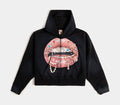 Spoiled Lips Full Zip Womens Hoodie (Black/Pink)