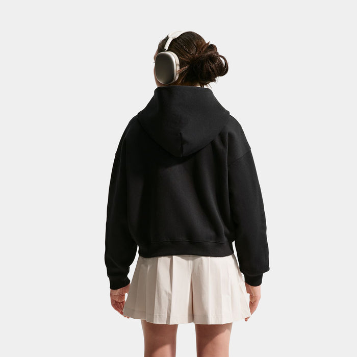 Sportswear Studio Fleece Oversized Full Zip Grade School Hoodie (Black/White)