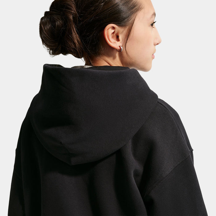 Sportswear Studio Fleece Oversized Full Zip Grade School Hoodie (Black/White)