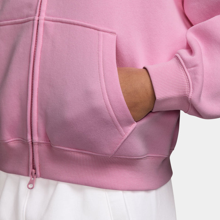 Sportswear Studio Fleece Oversized Full Zip Grade School Hoodie (Pink Rise/White)