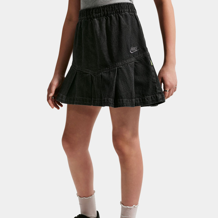 Sportwear Denim Pleated Grade School Shirt (Black/Anthracite/Volt/Anthracite)