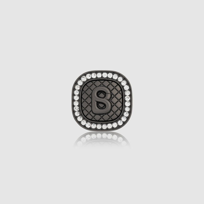 square pin brooch package in silver by buttonscarves front view
