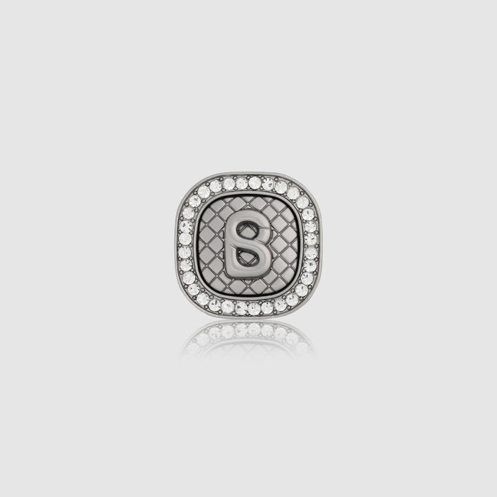 square pin brooch package in silver by buttonscarves detail