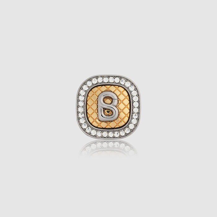 square pin brooch package in silver by buttonscarves front view