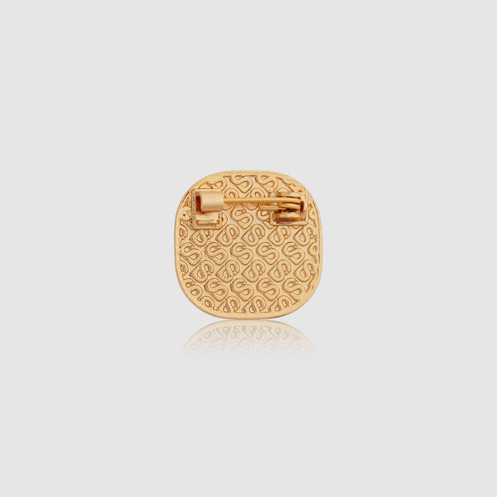 square pin brooch package in white by buttonscarves back view