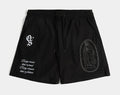 Studded Guadalupe Long Fleece Mens Shorts (Black/White)