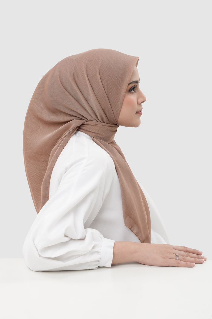 sunday basic square scarf in almond by buttonscarves side view