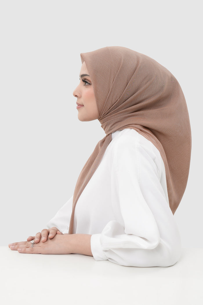 sunday basic square scarf in almond by buttonscarves side view