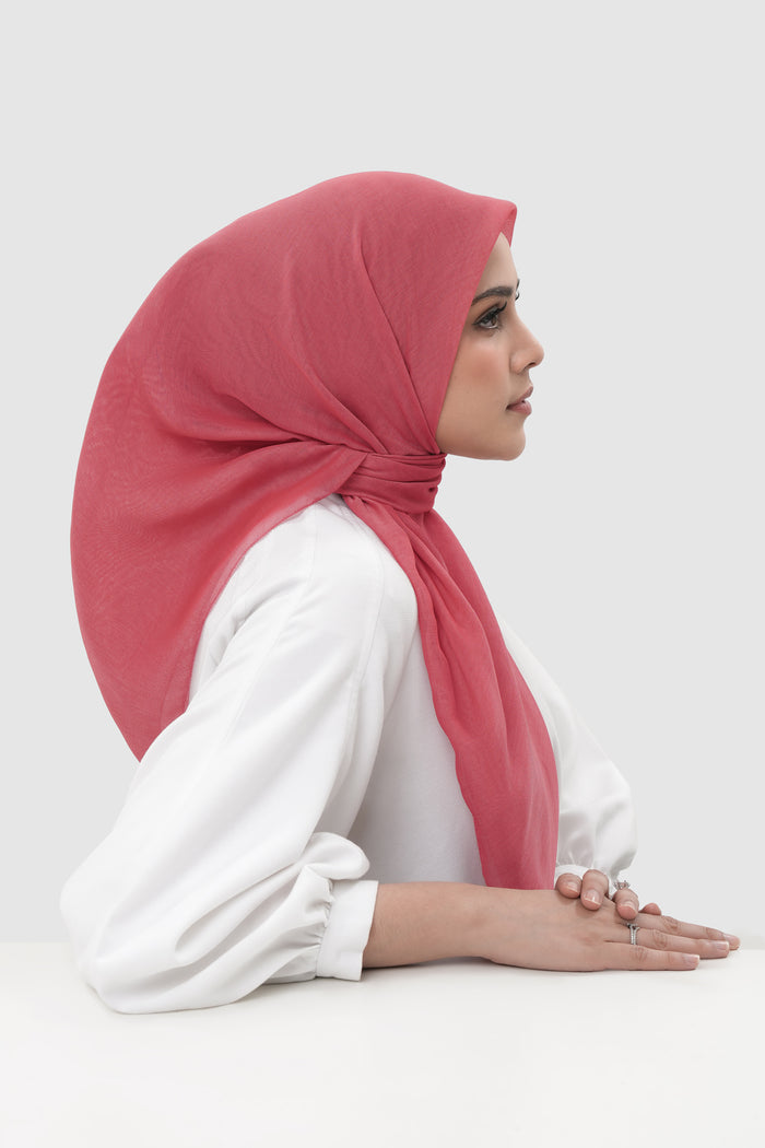 sunday basic square scarf in blush rose by buttonscarves side view