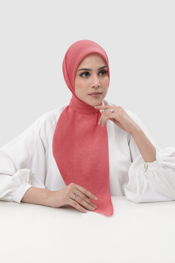 sunday basic square scarf in blush rose by buttonscarves front view